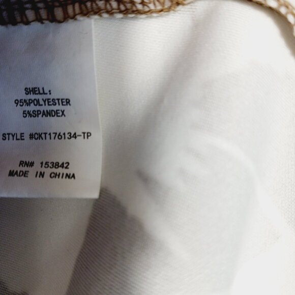 Melloday, Women's 2X Floral Print Top, Short Sleeve, Tan & White, 1/4 Zip Back - Picture 11 of 12